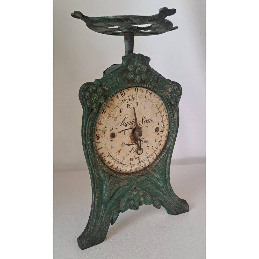 Art Nouveau Cast Iron Kitchen Plate Scale Green Paint